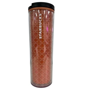Vaso Starbucks 2017 16 lb oz plástico aislado coral patrón geométrico con tapa - Imagen 1 de 7