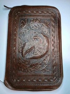 Vintage mexikanisch braun Leder Reißverschluss Planer Folio Dokument Halter beschädigt  - Bild 1 von 18