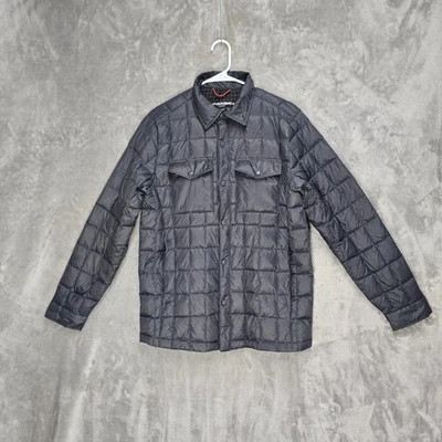 Hawke Mens Performance Gray Quilted Puffer Down Snap Button Shirt Jacket Size S - Image 1 of 4