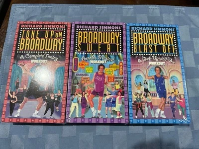 Richard Simmons Tone Up, Blast off & Sweat on Broadway 3 VHS LOT - NEW SEALED - Image 1 of 2