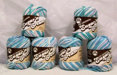 Lily Sugar N Cream Yarn Fairy Tales 2 oz 100% Cotton Pastel Variegated 6 LOT NEW - Image 1 of 4