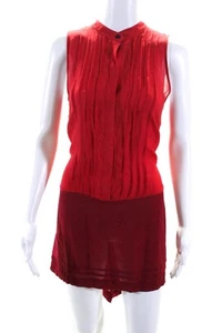 Rag & Bone Womens Layered Pleated Round Neck Button Up Dress Red Size S - Picture 1 of 4