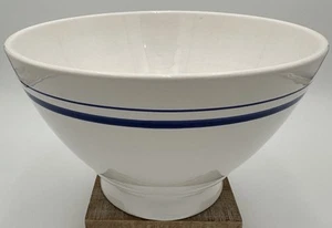 Vintage SECLA BOWL Ceramic LARGE White/Cobalt Stripes Portugal - Picture 1 of 11