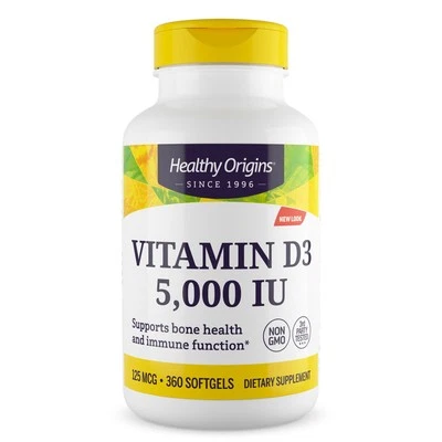 Vitamin D3 5000 IU Softgels High Potency Immune Health and Bone Support 360 C... - Image 1 of 4