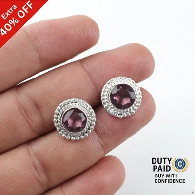 Brincos redondos de prata 925 para casamento de rodolito natural oferta de Natal filha - Imagem 1 de 4