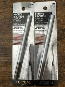 2 CONFEZIONI PENNA MICRO INCHIOSTRO L'OREAL 48 ORE #639 BRUNA, PUNTA PETTINE DI PRECISIONE - Foto 1 di 3