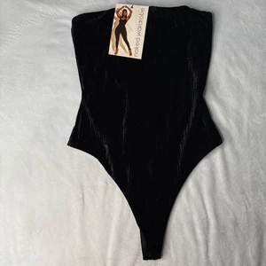 Naked Wardrobe XS Schwarz Samt One Shoulder Body Damen Sexy Ärmellos Top - Bild 1 von 7