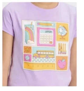 T-shirt Cat & Jack ragazza Back To School Autunno Lavanda Ragazze Taglia L (10-12) - Foto 1 di 2