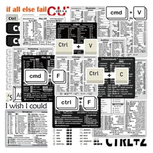 30Pcs Windows+ Word/Excel /Adobe Photoshop Keyboard Guide Shortcut Stic-i- - Afbeelding 1 van 12