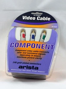 Arista Component Video Cable 12 Foot 24K Gold Plated Connectors Factory Sealed - Picture 1 of 4