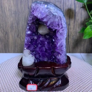4.39LB Natural Cut Base Amethyst Geode Crystal Mineral Specimen + stand - Picture 1 of 7