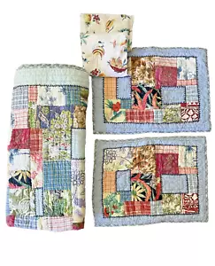 Pottery Barn Twin Quilted Patchwork Hawaiian Luau Quilt 2 Shams 2 Sheets - Picture 1 of 20