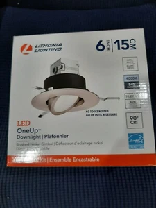 6" Recessed  10.8 W (65) LED 4k  Dimmable Brushed Nickel Ring By Lithonia New. - Picture 1 of 6