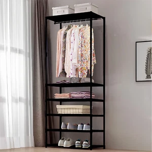 Heavy Duty Clothes Rail Garment Hanging Rack Shoe Storage Shelf Display Black - Picture 1 of 12