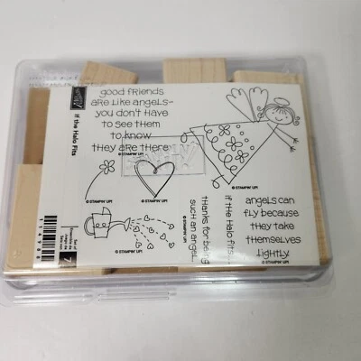 Stampin Up SI EL HALO ENCAJA Juego de Sellos Ángel Corazón Flor Riego Amigos Foto 1 de 3
