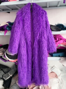 Fashion Faux Sheep Fur Trench Coat for Women Solid Fluffy Faux Fur Jackets Women