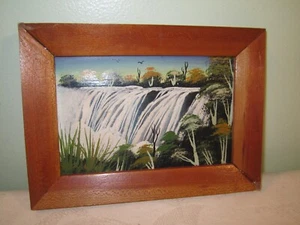 Pintura al óleo original a bordo - Enmarcada - Cascada africana (2) - Imagen 1 de 8