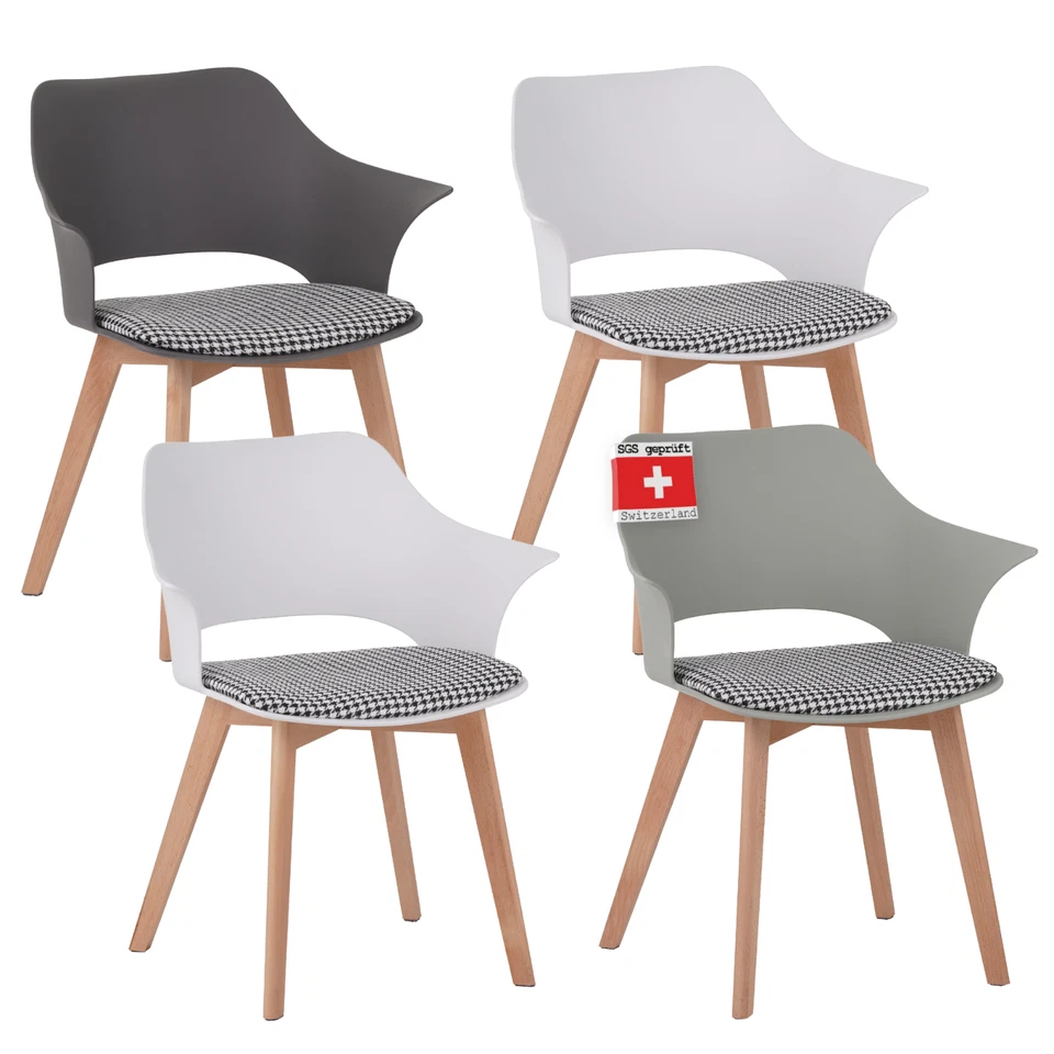 Esszimmerstühle  4er-Set skandinavisches Retro Stil Stühle gepolstert AALBORG - Bild 1 von 1