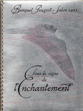 RARO MENU' BANQUET PEUGEOT 402 SALON 1935 SOUS LE SIGNE DE L'ENCHANTEMENT - M031