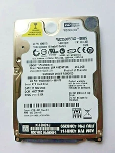 250 GB SATA Western Digital WD2500BEVS-88UST0 5400rpm 8MB 2,5 " Hard Drive - Picture 1 of 1