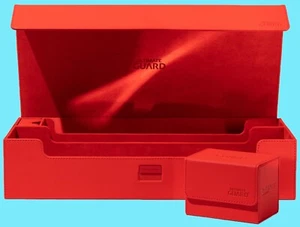 ULTIMATE GUARD SUPERHIVE RED MONOCOLOR XENOSKIN 550+ CASE Card Storage Box - Picture 1 of 4