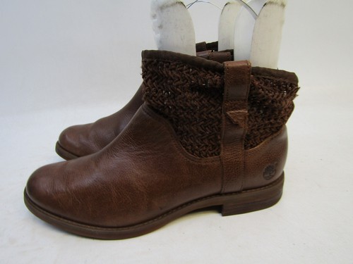 Stivaletti Timberland donna taglia 8 M marroni in pelle intrecciata con strappo