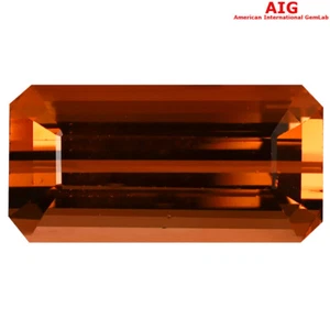 6.43 ct AIG Certified  Octagon Cut (14 x 7 mm)  Orange Pink Tourmaline Stone - Picture 1 of 2