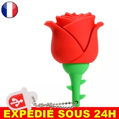 ✅ Clé USB 64 G Go GB Rose Fleur Ordinateur 2.0 Lecteur Disque Cadeau Silicone - Photo 1/4