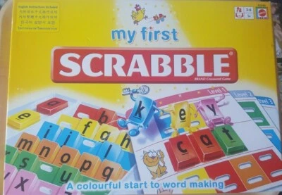 MY FIRST SCRABBLE BY MATTEL GREAT WORD MAKING EDUCATIONAL GAME COMPLETE BOXED - Image 1 of 2