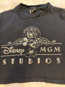 Camiseta recortada negra polvo diamante Disney MGM Studios 1987 talla única unisex EE. UU. - Imagen 1 de 8