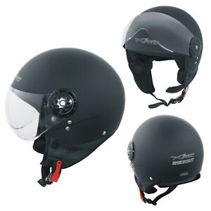 Jet Helmet Open Face Motorbike Scooter Custom Avio Clear Visor matt black M