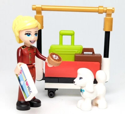 NEW Lego Friends: Usher Stephanie w/ Hotel Luggage Cart & Poodle (frnd452) 41684 - Image 1 of 4
