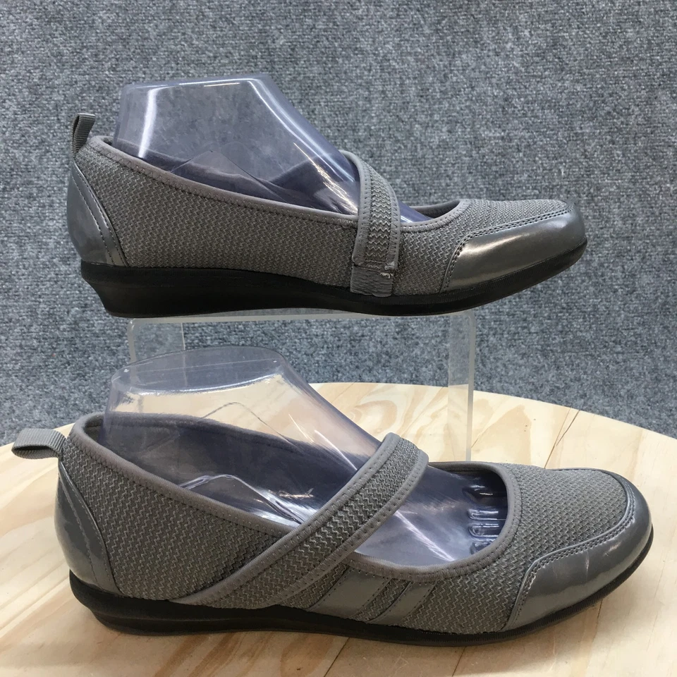 Laura Ashley Shoes Womens 9 M Welford Mary Jane Flats Comfort Gray Faux Leather - Image 1 of 4