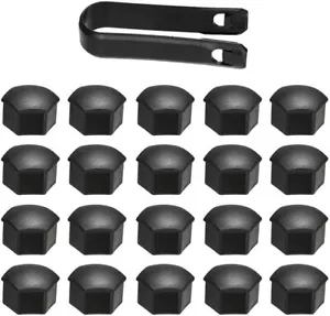 Seat Wheel Nut Covers Matte Black Alhambra Arona Exeo Mii Altea Arosa 20x17mm - Picture 1 of 6