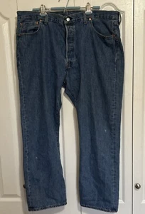 Men's Levis 501 Vintage Blue Denim Straight Leg Jeans Tag 42x30 90s - Picture 1 of 11
