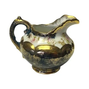 Vintage Warwick China Fine Porcelain Water Pitcher Navy Blue Gold Accents - Picture 1 of 6