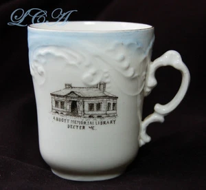 Taza de té antigua ABBOTT MEMORIAL LIBRARY DEXTER MAINE recuerdo - Imagen 1 de 2