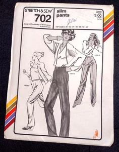 Vtg Stretch & Sew Pattern # 702 Slim Pants Hip Sizes 30-42 Uncut 1979 - Picture 1 of 3