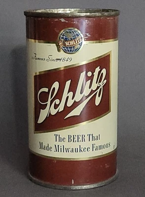 Lata de cerveza Schlitz 1949 tapa plana Milwaukee Wisconsin  Foto 1 de 4
