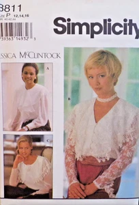 Simplicity Sewing Pattern 8811 Jessica McClintock Misses Blouses Sizes 12-16 UC - Picture 1 of 6