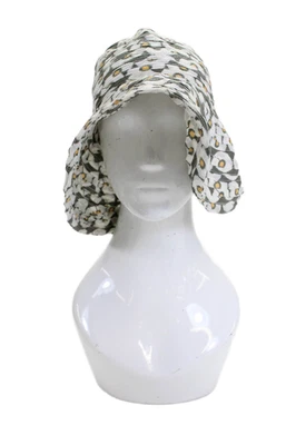 Badgley Mischka Mujer Plisado Floral Ala Ancha Sol Sombrero Cubo Gris Talla OS Foto 1 de 4