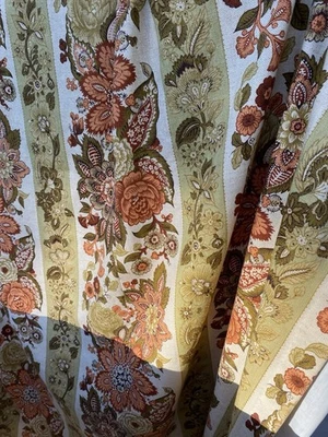 60s Retro 8 Pinch Pleats, Botanical Design Black Out Curtains 2 Panels 65x30 VTG - Image 1 of 4