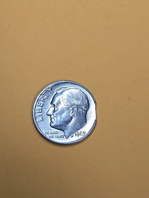 1963 D Roosevelt Dime MINT ERROR Clipped Planchet SILVER Coin - Image 1 of 4