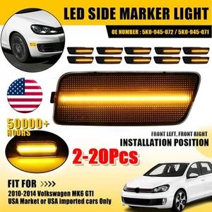 2-20Pcs Fit For 2010-2014 VW MK6 Front GTI Bumper Side Marker Light Amber/White - Picture 1 of 24