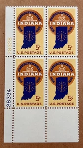 Scott #1308 Indiana Statehood, 1966 US 5c Stamp Block, mnh, og vf - Picture 1 of 2