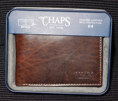 Бумажник Chaps By Ralph Lauren мужской гладкий коричневый кожаный складной с радиочастотной идентификацией 1016-BRN новый - Изображение 1 из 4
