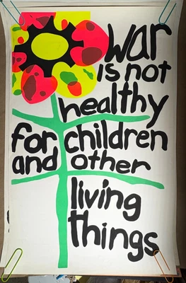 WAR IS NOT HEALTHY VINTAGE 1970 BLACKLIGHT ROYAL SCREEN POSTER By Don Morgan - Image 1 of 4