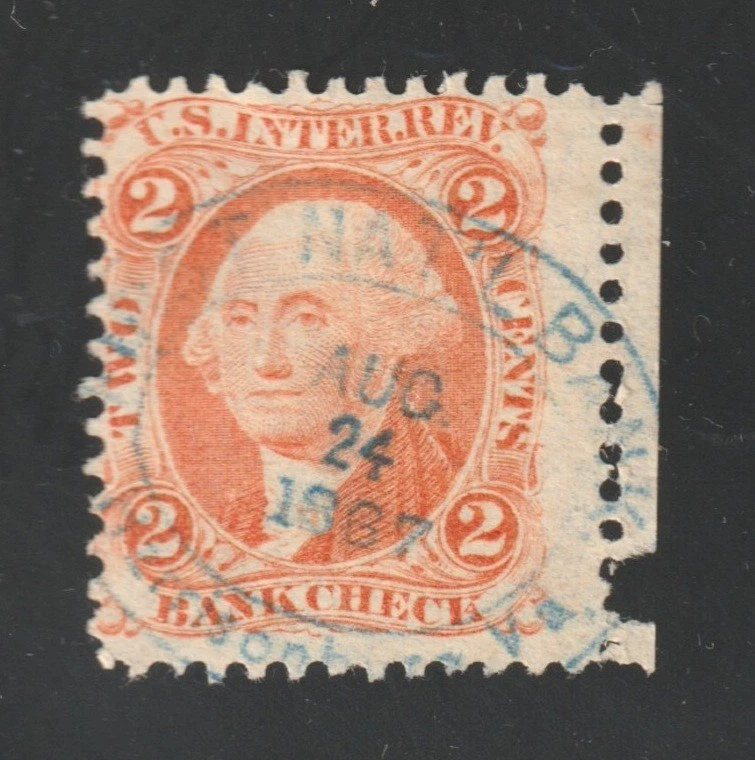 Scott # R6c, Used, VG, 2¢ Bank Check, First National Bank, Harrisonburg, VA - Image 1 of 2