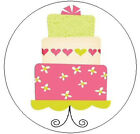 ~CAKE with HEARTS & FLOWERS~  1" Sticker / Seal Labels!