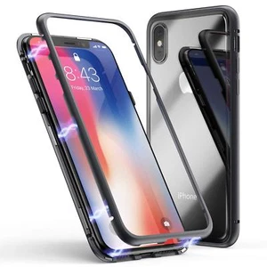 COVER Per Iphone X/XS MAX 7/8 6/6S Alluminio MAGNETICA con RETRO VETRO TEMPERATO - Foto 1 di 26